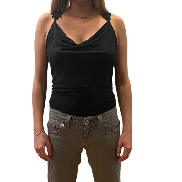 Black Tank with Lace Racer Back - Picture 2 of 12